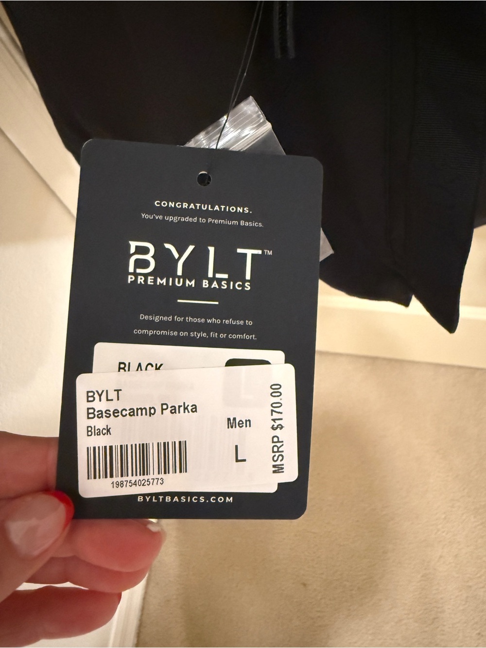 BYLT Basics Men's Large Black Hooded Parka Coat - Picture 15 of 16